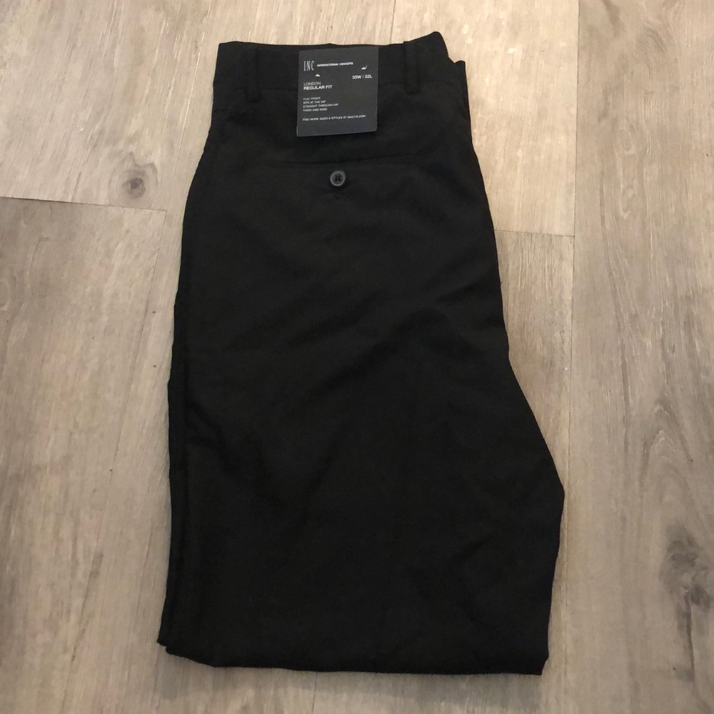 INC Mens Regular Fit Dress Slacks Pants - 33x32 Black